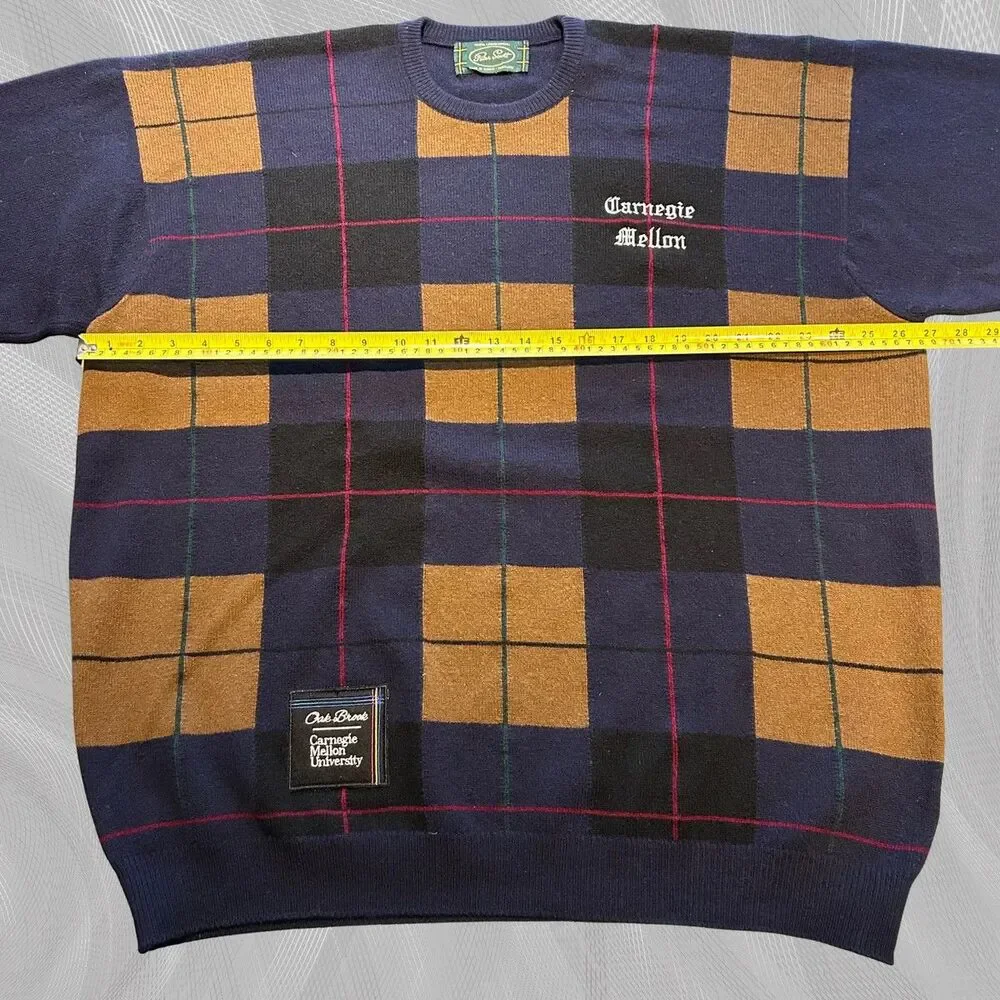 Oak Brook x Carnegie Mellon University Upcycled Tartan Plaid Sweater Size XXL